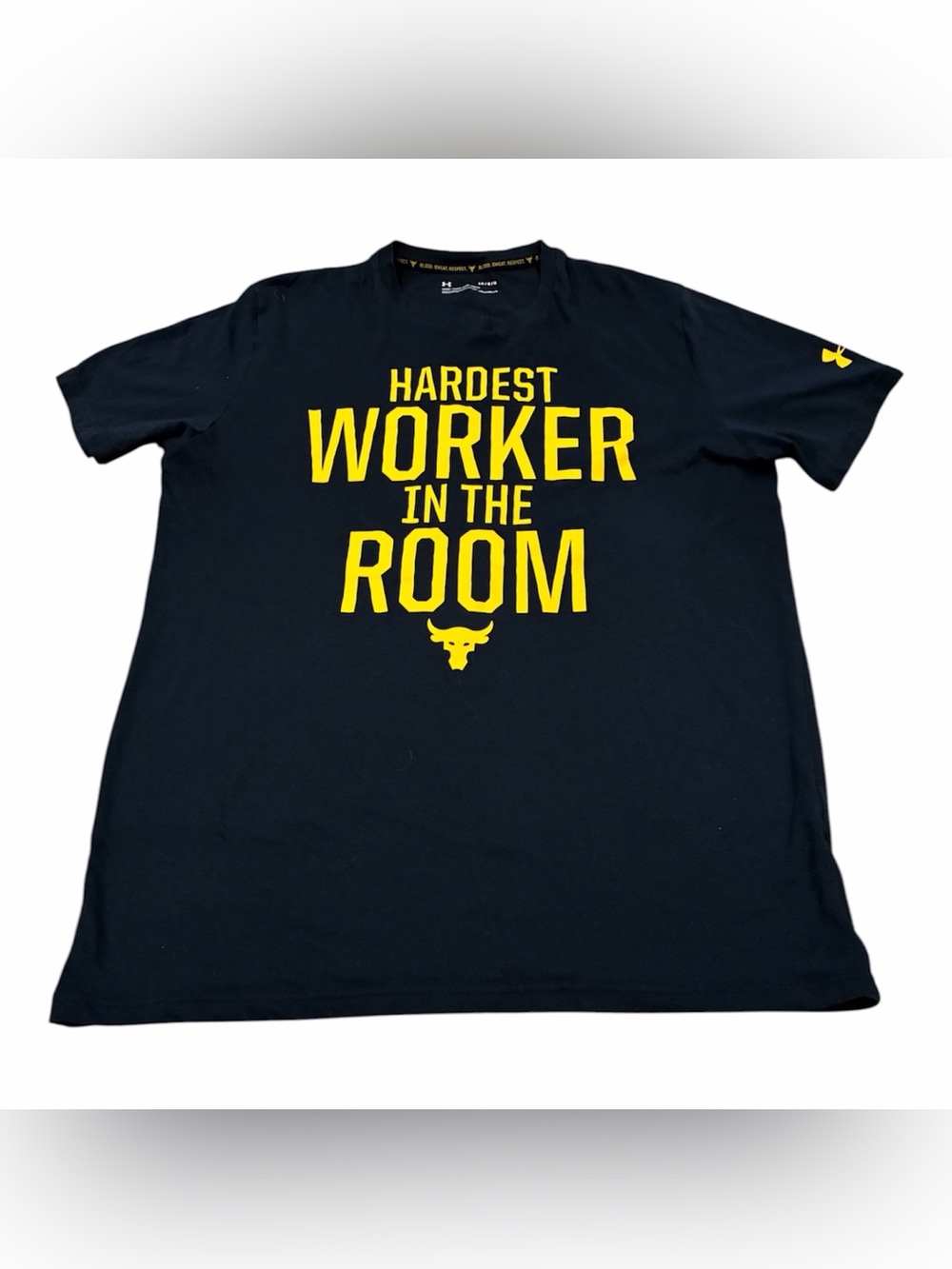 Under Armour Project Rock Hardest Worker In The Room Shirt HeatGear Large